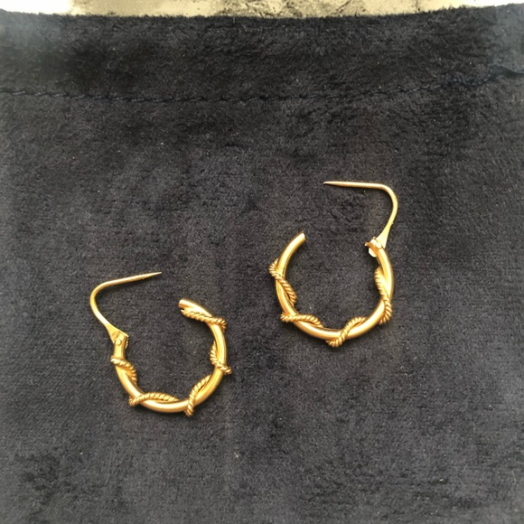 Dainty Gold Tone Lightweight Twisted Hoop Earrings - Picture 7 of 10